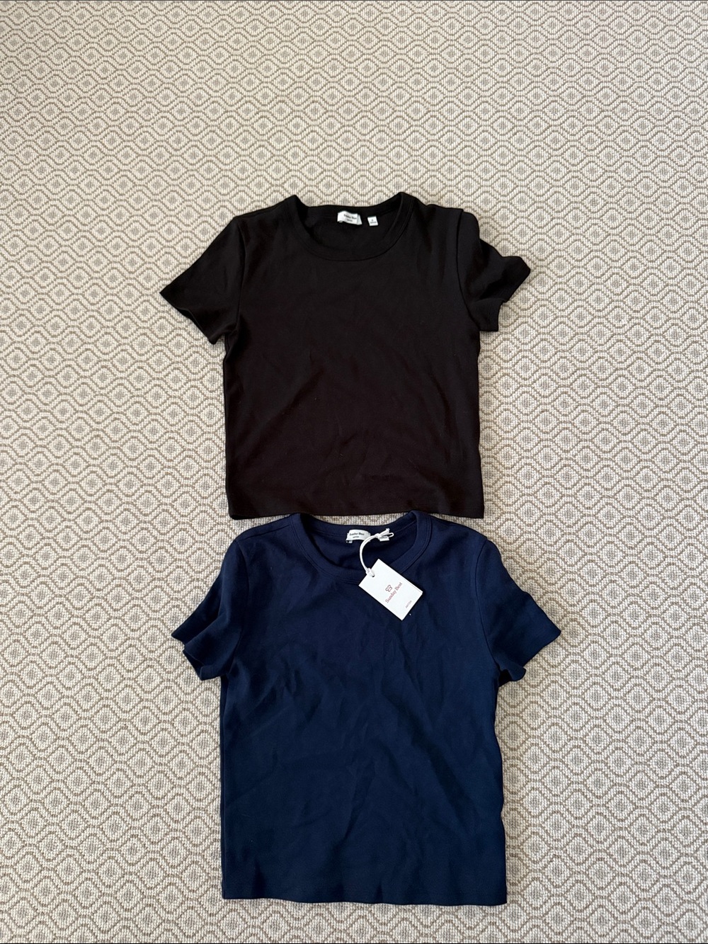NAVY BLUE/BLACK BEST HUG LITTLE RIBBED T-SHIRT